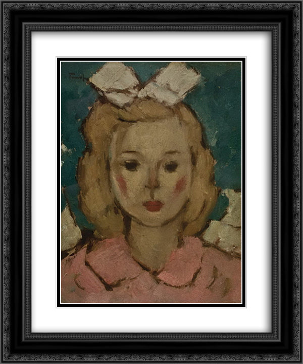 Girl in Pink 20x24 Black Ornate Wood Framed Art Print Poster with Double Matting by Tonitza, Nicolae