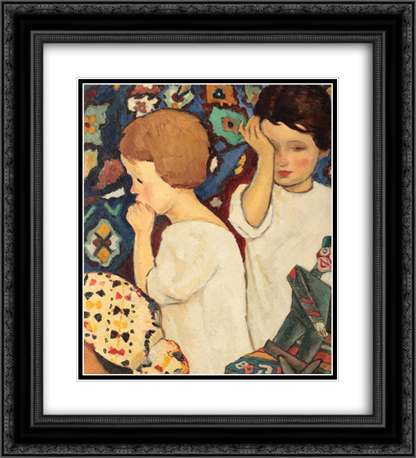 Good Night 20x22 Black Ornate Wood Framed Art Print Poster with Double Matting by Tonitza, Nicolae