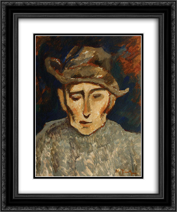 Miner 20x24 Black Ornate Wood Framed Art Print Poster with Double Matting by Tonitza, Nicolae
