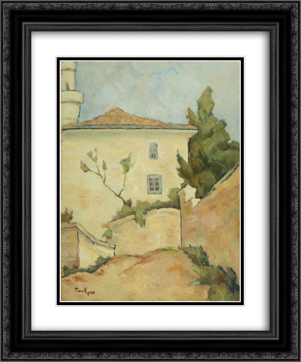 Mosque in Balcic 20x24 Black Ornate Wood Framed Art Print Poster with Double Matting by Tonitza, Nicolae