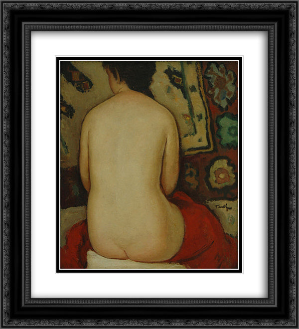 Nude 20x22 Black Ornate Wood Framed Art Print Poster with Double Matting by Tonitza, Nicolae
