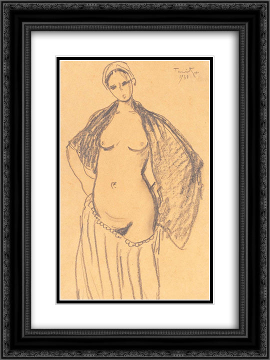 Odalisque 18x24 Black Ornate Wood Framed Art Print Poster with Double Matting by Tonitza, Nicolae