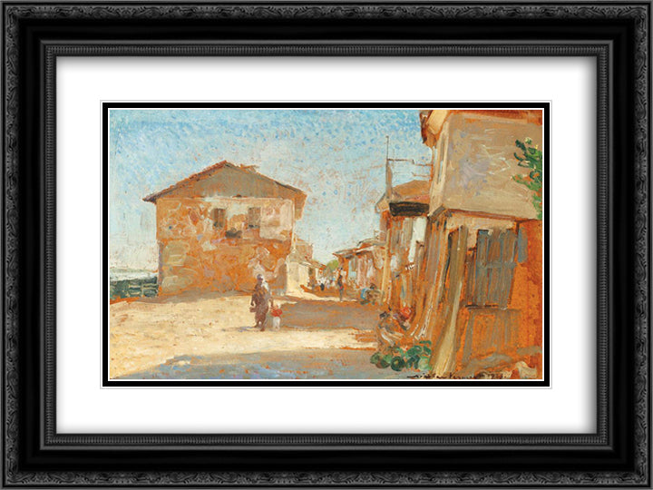 Fisherman Village in Brittany 24x18 Black Ornate Wood Framed Art Print Poster with Double Matting by Vermont, Nicolae