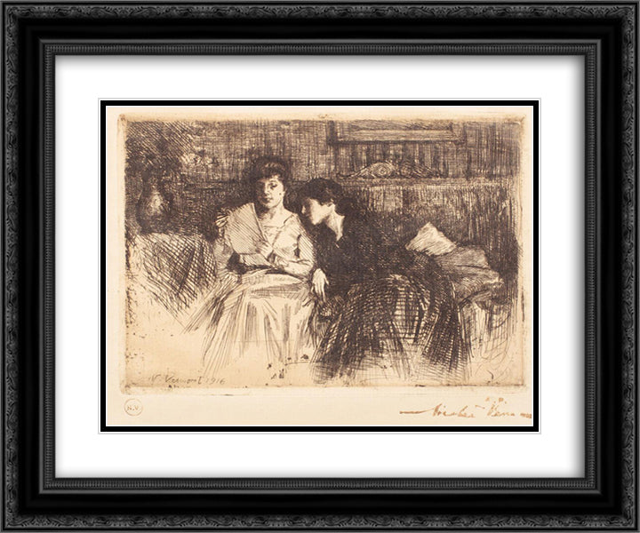 The Love Letter 24x20 Black Ornate Wood Framed Art Print Poster with Double Matting by Vermont, Nicolae