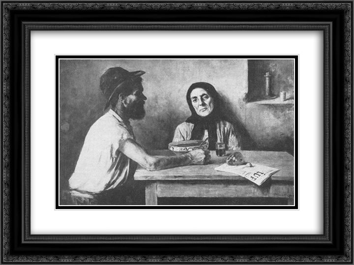 Two Workers on Strike 24x18 Black Ornate Wood Framed Art Print Poster with Double Matting by Vermont, Nicolae