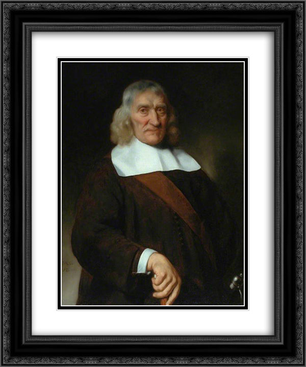 Portraif of a Venerable-Looking Old Man 20x24 Black Ornate Wood Framed Art Print Poster with Double Matting by Maes, Nicolaes