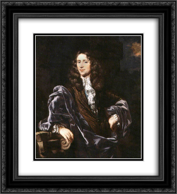 Portrait of a Man 20x22 Black Ornate Wood Framed Art Print Poster with Double Matting by Maes, Nicolaes