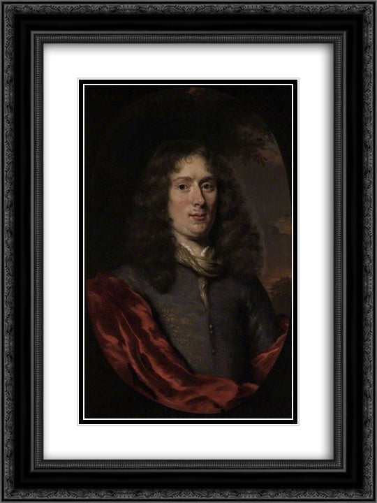 Portrait of a Young Man 18x24 Black Ornate Wood Framed Art Print Poster with Double Matting by Maes, Nicolaes