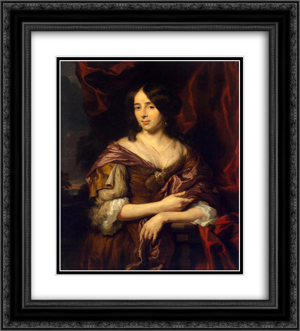 Portrait of a Young Woman 20x22 Black Ornate Wood Framed Art Print Poster with Double Matting by Maes, Nicolaes