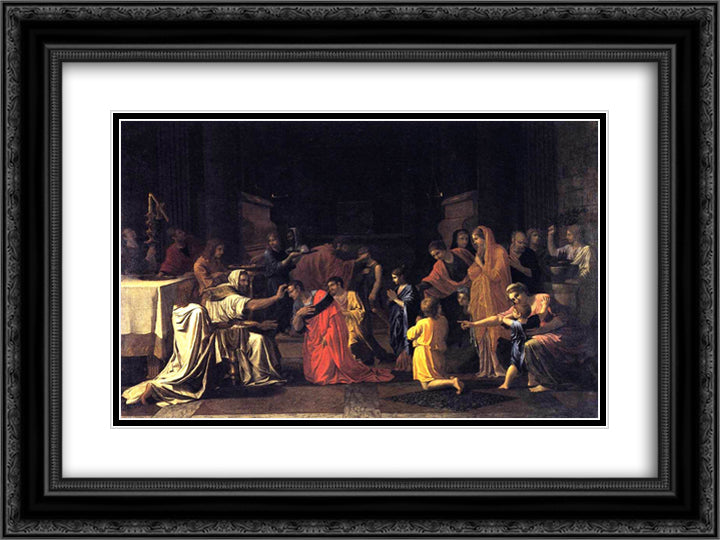 Confirmation 24x18 Black Ornate Wood Framed Art Print Poster with Double Matting by Poussin, Nicolas