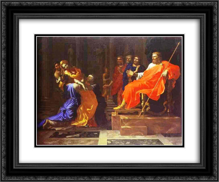 Esther before Ahasuerus 24x20 Black Ornate Wood Framed Art Print Poster with Double Matting by Poussin, Nicolas