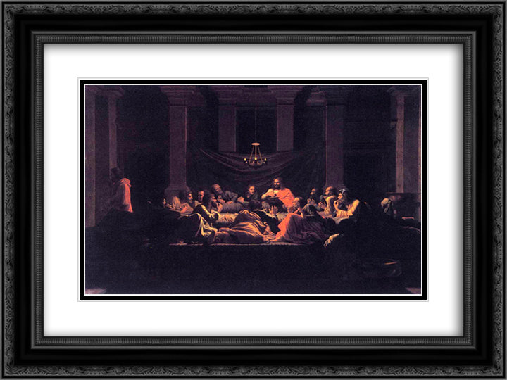 Eucharist 24x18 Black Ornate Wood Framed Art Print Poster with Double Matting by Poussin, Nicolas
