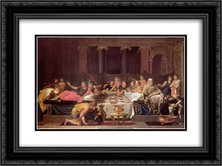 Penance 24x18 Black Ornate Wood Framed Art Print Poster with Double Matting by Poussin, Nicolas
