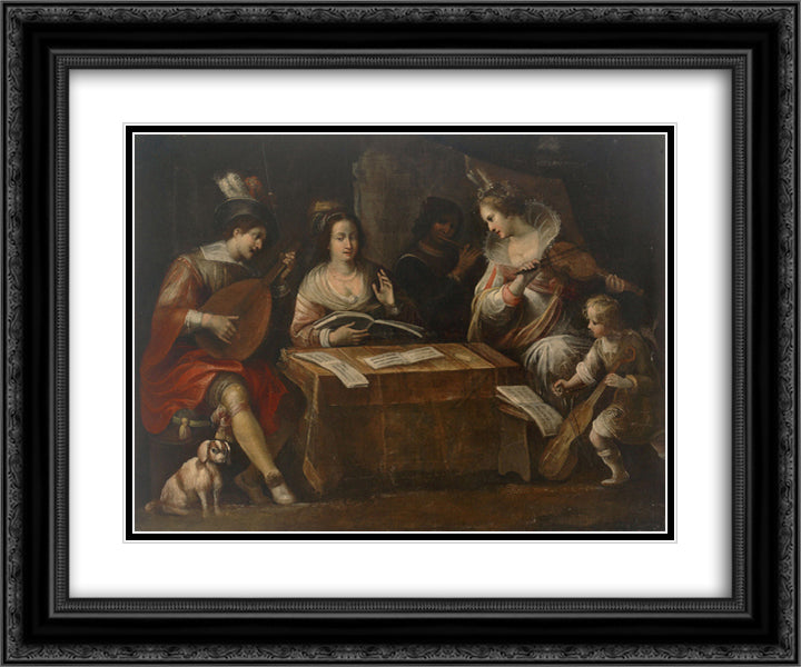 Montbeliard 24x20 Black Ornate Wood Framed Art Print Poster with Double Matting by Tournier, Nicolas