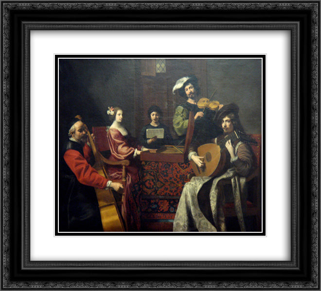 The Concert 22x20 Black Ornate Wood Framed Art Print Poster with Double Matting by Tournier, Nicolas
