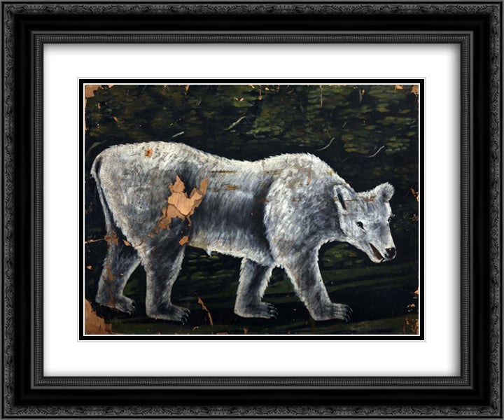 A bear 24x20 Black Ornate Wood Framed Art Print Poster with Double Matting by Pirosmani, Niko