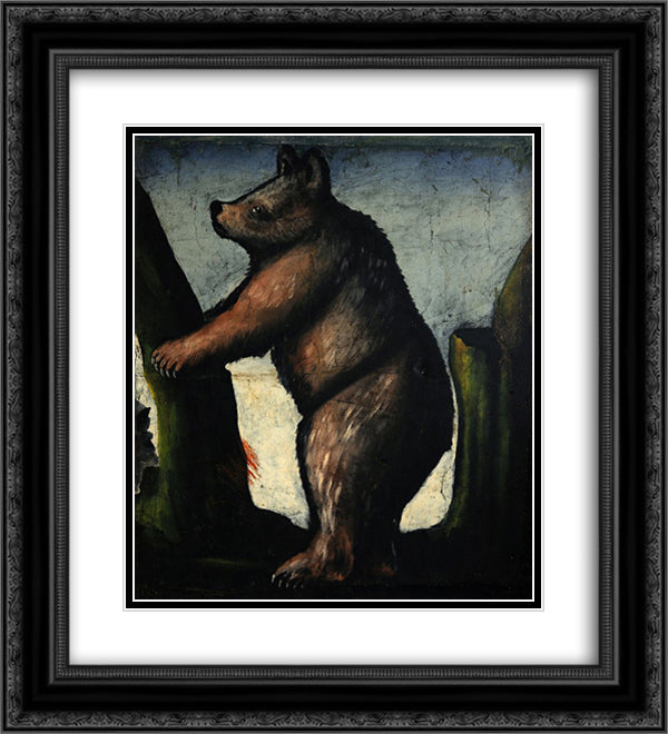 Bear cub 20x22 Black Ornate Wood Framed Art Print Poster with Double Matting by Pirosmani, Niko