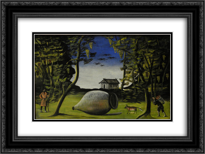 Big Marani in the forest 24x18 Black Ornate Wood Framed Art Print Poster with Double Matting by Pirosmani, Niko