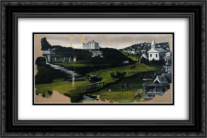 Celebration in Bolnisi-Khachini 24x16 Black Ornate Wood Framed Art Print Poster with Double Matting by Pirosmani, Niko