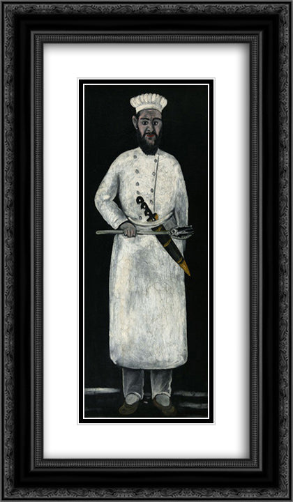 Cook 14x24 Black Ornate Wood Framed Art Print Poster with Double Matting by Pirosmani, Niko