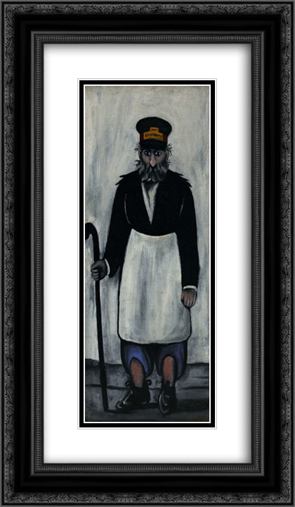Gate Keeper 14x24 Black Ornate Wood Framed Art Print Poster with Double Matting by Pirosmani, Niko