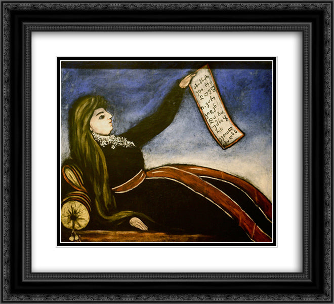 Georgian woman on a couch 22x20 Black Ornate Wood Framed Art Print Poster with Double Matting by Pirosmani, Niko