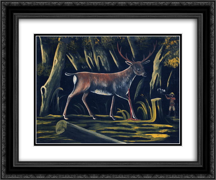 Hunter 24x20 Black Ornate Wood Framed Art Print Poster with Double Matting by Pirosmani, Niko