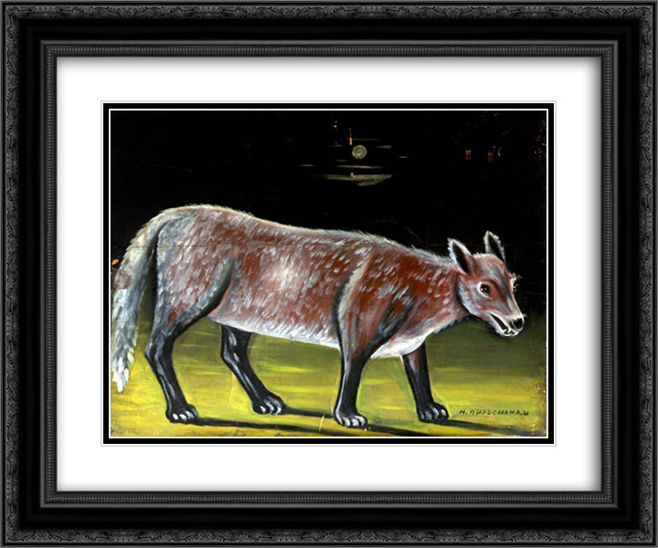 Jackal 24x20 Black Ornate Wood Framed Art Print Poster with Double Matting by Pirosmani, Niko