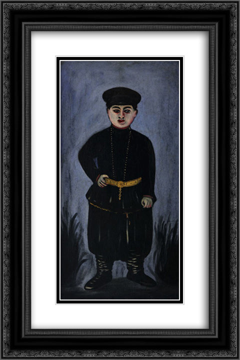 Little Kinto 16x24 Black Ornate Wood Framed Art Print Poster with Double Matting by Pirosmani, Niko