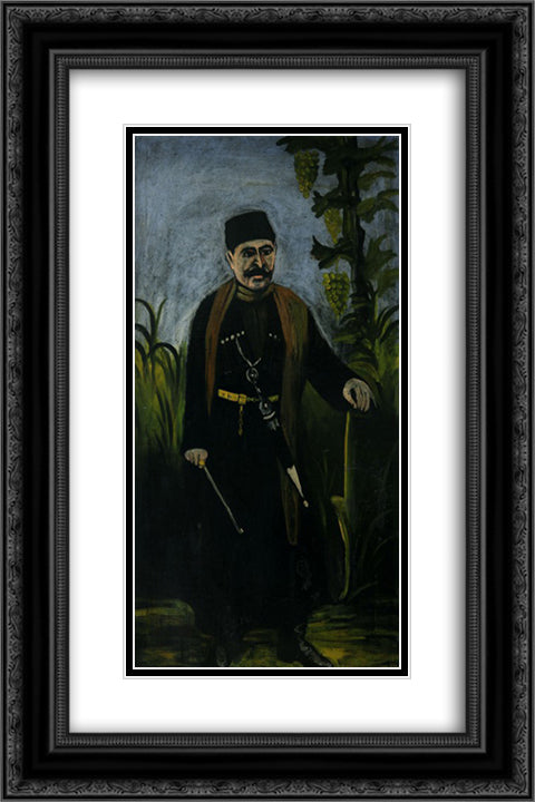 Portrait of a wealthy peasant 16x24 Black Ornate Wood Framed Art Print Poster with Double Matting by Pirosmani, Niko