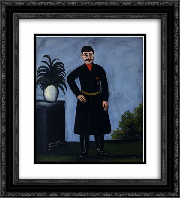 Portrait of Alexander Garanov 20x22 Black Ornate Wood Framed Art Print Poster with Double Matting by Pirosmani, Niko