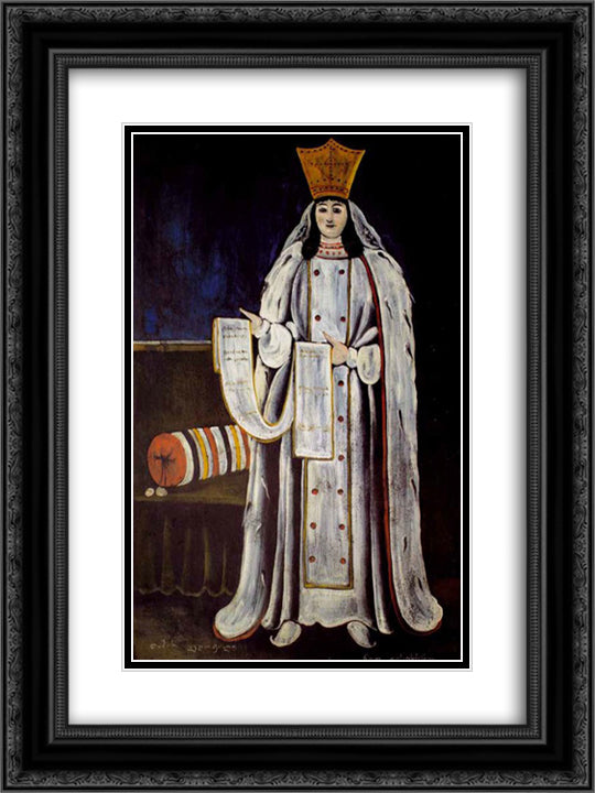 Queen Tamar 18x24 Black Ornate Wood Framed Art Print Poster with Double Matting by Pirosmani, Niko