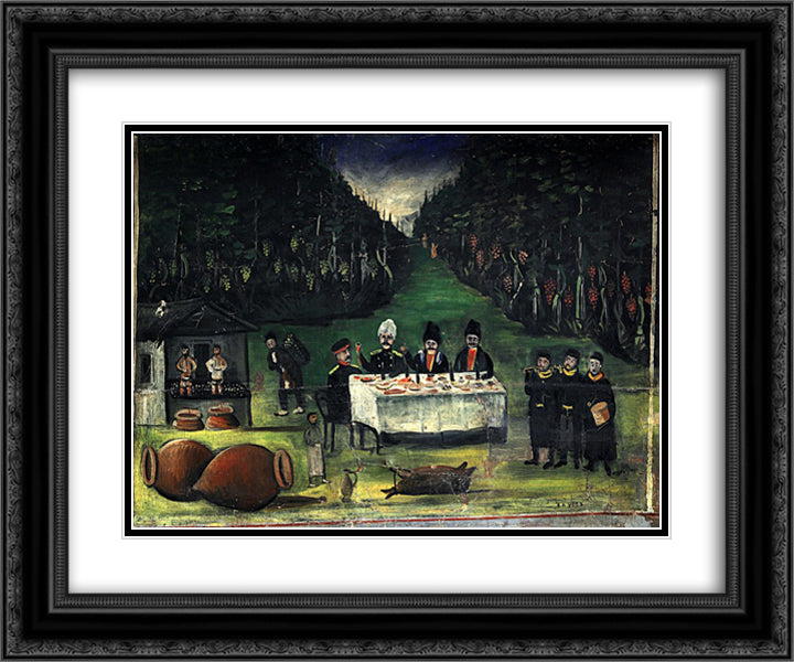 Road of Kakheti (part of Tapestry in six paintings) 24x20 Black Ornate Wood Framed Art Print Poster with Double Matting by Pirosmani, Niko