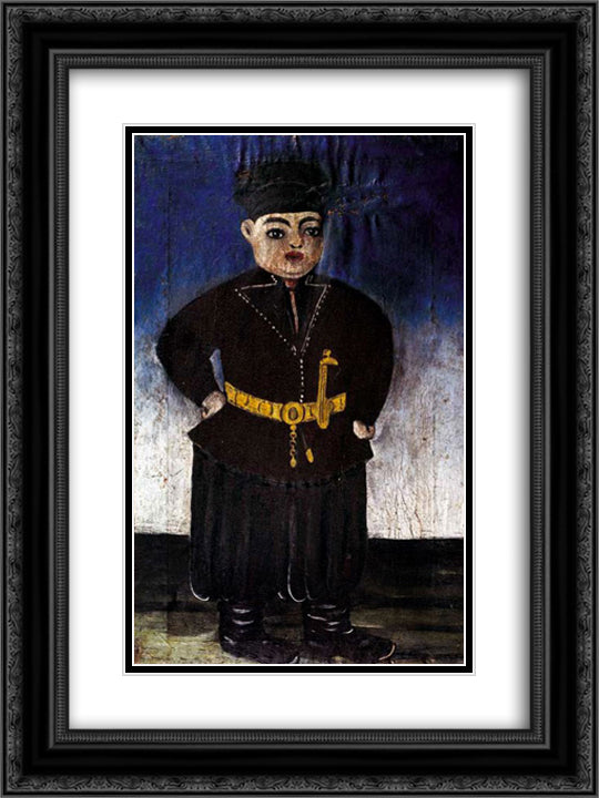 Son of a rich Kinto 18x24 Black Ornate Wood Framed Art Print Poster with Double Matting by Pirosmani, Niko