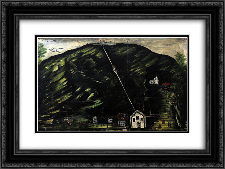 St. David's Church (part of Tapestry in six paintings) 24x18 Black Ornate Wood Framed Art Print Poster with Double Matting by Pirosmani, Niko
