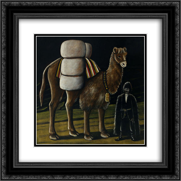 Tatar - Camel driver 20x20 Black Ornate Wood Framed Art Print Poster with Double Matting by Pirosmani, Niko