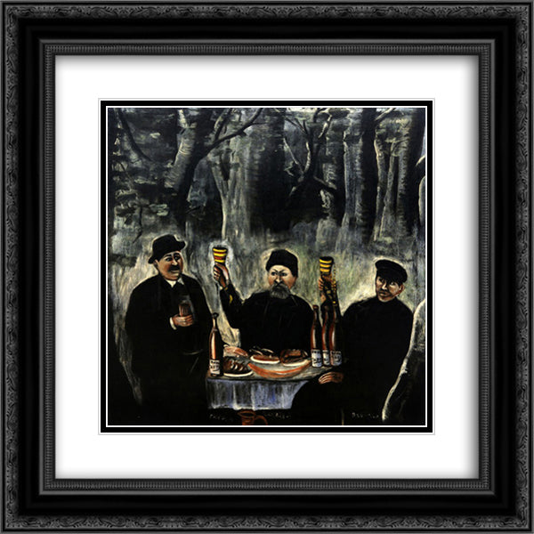 The feast of citizens in a forest 20x20 Black Ornate Wood Framed Art Print Poster with Double Matting by Pirosmani, Niko