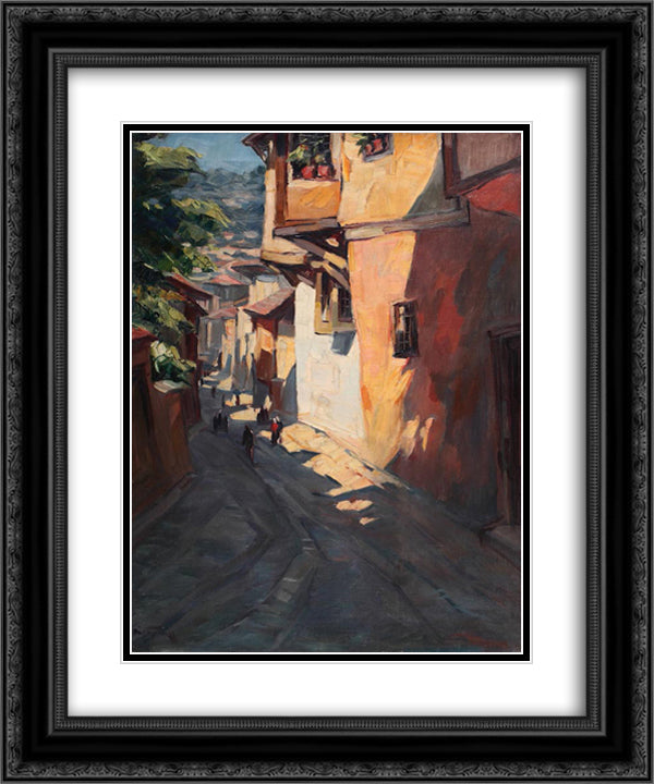 Street in Sofia 20x24 Black Ornate Wood Framed Art Print Poster with Double Matting by Tanev, Nikola