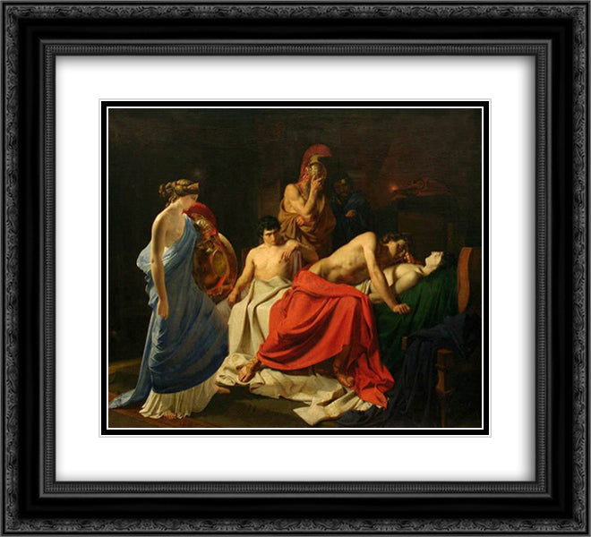 Achilles and the body of Patroclus 22x20 Black Ornate Wood Framed Art Print Poster with Double Matting by Ge, Nikolai