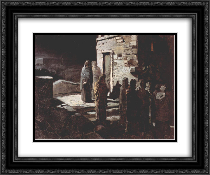 Christ and his disciples entered the Garden of Gethsemane 24x20 Black Ornate Wood Framed Art Print Poster with Double Matting by Ge, Nikolai