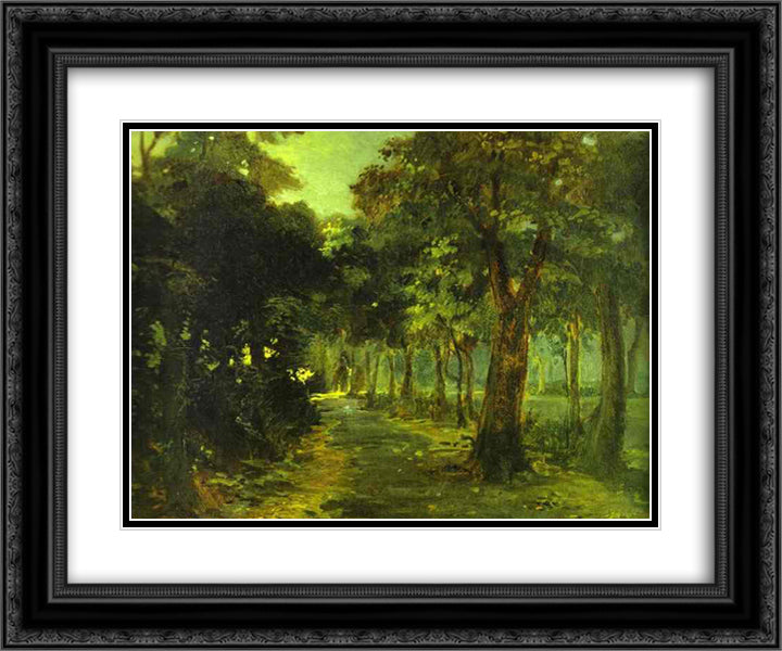 Florence. The Cascina Park 24x20 Black Ornate Wood Framed Art Print Poster with Double Matting by Ge, Nikolai