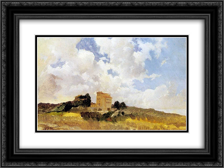 Frascati Clouds 24x18 Black Ornate Wood Framed Art Print Poster with Double Matting by Ge, Nikolai