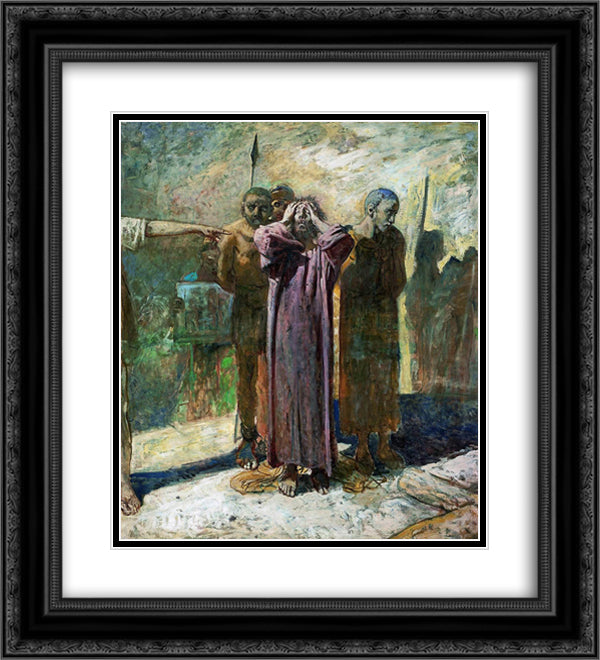 Golgotha 20x22 Black Ornate Wood Framed Art Print Poster with Double Matting by Ge, Nikolai