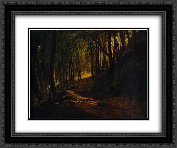 Oak Grove at San Terenzo 24x20 Black Ornate Wood Framed Art Print Poster with Double Matting by Ge, Nikolai