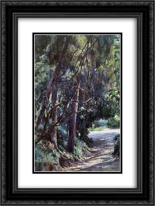 Old Park 18x24 Black Ornate Wood Framed Art Print Poster with Double Matting by Ge, Nikolai