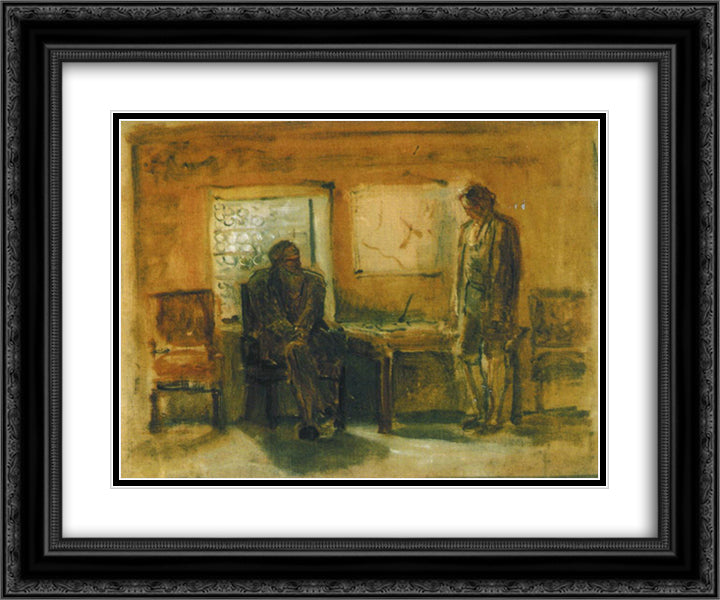 Peter I interrogates Tsarevich Alexei 24x20 Black Ornate Wood Framed Art Print Poster with Double Matting by Ge, Nikolai