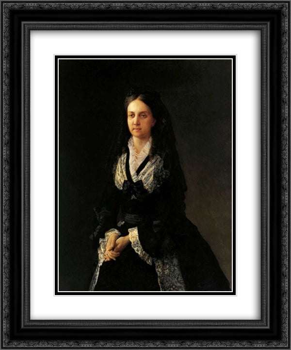 Portrait of Barbara Kochubey 20x24 Black Ornate Wood Framed Art Print Poster with Double Matting by Ge, Nikolai