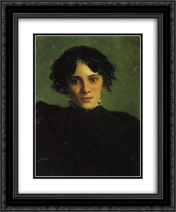 Portrait of Maria Gabayeva 20x24 Black Ornate Wood Framed Art Print Poster with Double Matting by Ge, Nikolai