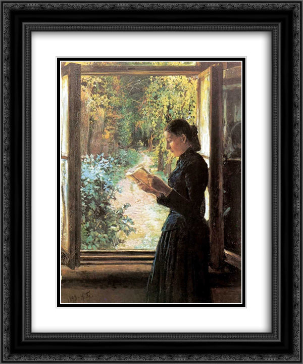 Portrait of Natalia Petrunkevich 20x24 Black Ornate Wood Framed Art Print Poster with Double Matting by Ge, Nikolai