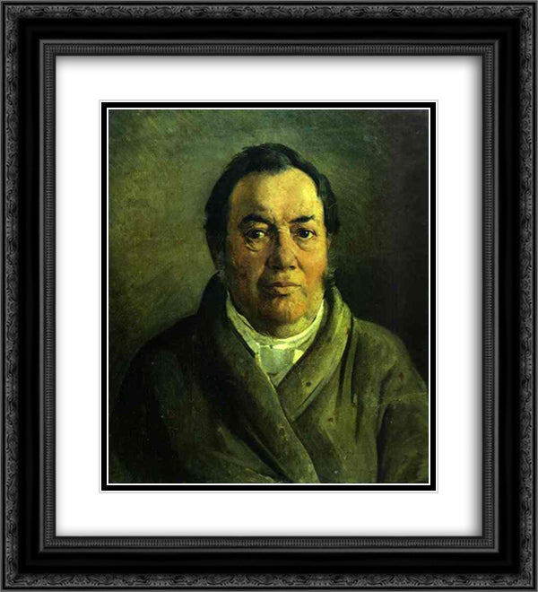 Portrait of Nikolay O.Ge, Artist's Father 20x22 Black Ornate Wood Framed Art Print Poster with Double Matting by Ge, Nikolai